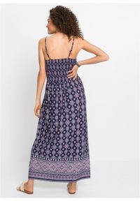 Długa sukienka wzorzysta na cienkich ramiączkach bonprix ciemnoniebieski wzorzysty. Kolor: niebieski. Długość rękawa: na ramiączkach. Długość: maxi #5