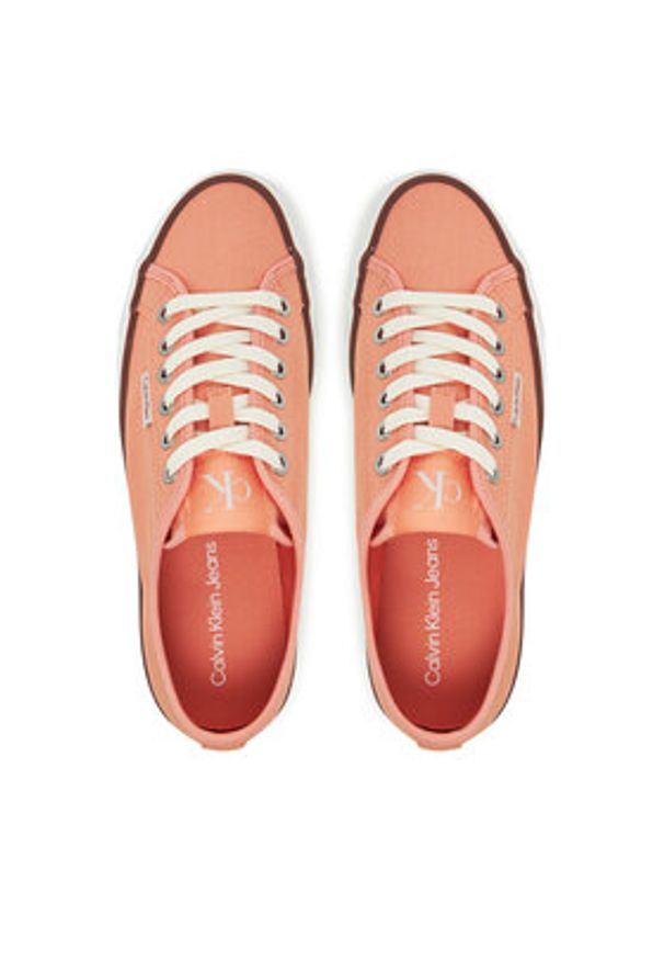 Calvin Klein Jeans Tenisówki Vulc Flatform Ctn Logo Tag YW0YW01838 Pomarańczowy. Kolor: pomarańczowy. Materiał: materiał