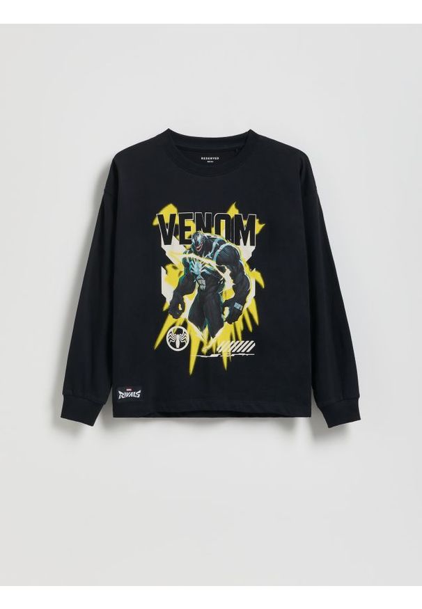 Reserved - Longsleeve Marvel Rivals - czarny. Kolor: czarny. Materiał: dzianina, bawełna. Długość rękawa: długi rękaw. Wzór: motyw z bajki