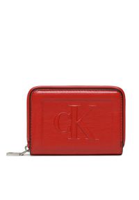 Calvin Klein Jeans Mały Portfel Damski Sculpted Med Zip Around Pipping K60K610353 Czerwony. Kolor: czerwony. Materiał: skóra #1