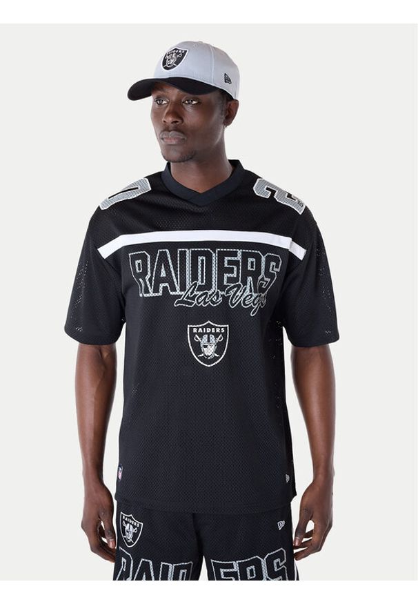 New Era T-Shirt NFL Las Vegas Raiders Mesh Graphic Jersey 60596386 Czarny Regular Fit. Kolor: czarny. Materiał: syntetyk