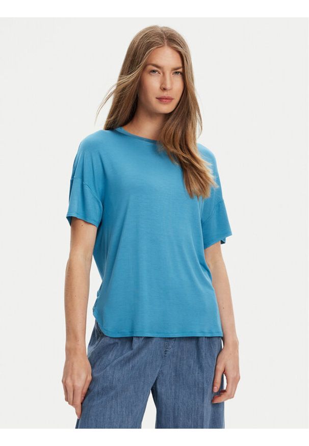 United Colors of Benetton - United Colors Of Benetton T-Shirt 3Z12D101X Niebieski Slim Fit. Kolor: niebieski. Materiał: wiskoza