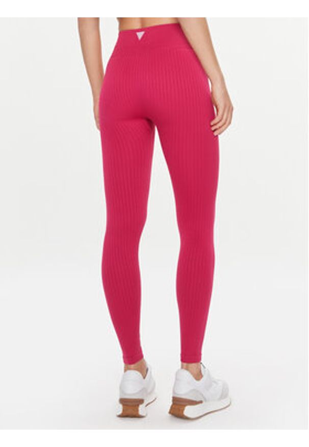 Guess Legginsy Rib-Seamless V4RB00 Z3CC0 Różowy Slim Fit. Kolor: różowy. Materiał: syntetyk