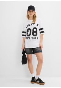 bonprix - Shirt oversize z czystej bawełny organicznej. Kolor: biały. Materiał: bawełna. Wzór: nadruk #3