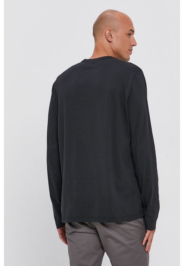 AllSaints Longsleeve męski kolor czarny z nadrukiem. Okazja: na co dzień. Kolor: czarny. Materiał: dzianina. Długość rękawa: długi rękaw. Wzór: nadruk. Styl: casual