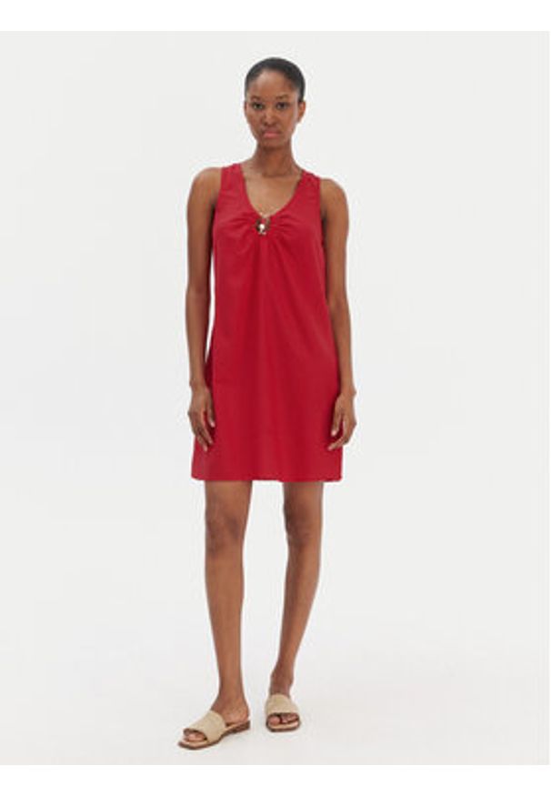 Seafolly Sukienka letnia Palermo 55508-DR Czerwony Regular Fit. Kolor: czerwony. Materiał: wiskoza. Sezon: lato