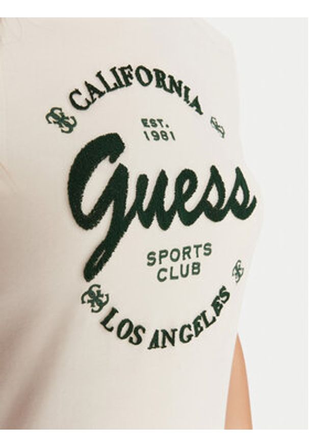 Guess T-Shirt V5BI03 J1314 Beżowy Slim Fit. Kolor: beżowy. Materiał: bawełna