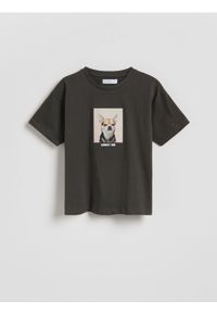 Reserved - T-shirt z nadrukiem - ciemnoszary. Kolor: szary. Materiał: bawełna. Wzór: nadruk #1