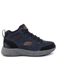 skechers - Buty na co dzień trekkingowe męskie SKECHERS OAK CANYON IRONHIDE skóra. Okazja: na co dzień. Kolor: niebieski. Materiał: skóra