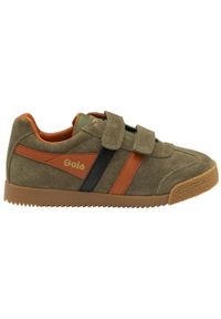 Białe buty na rzepy dla dzieci Gola Harrier Strap Trainer. Okazja: na co dzień. Zapięcie: rzepy. Kolor: zielony