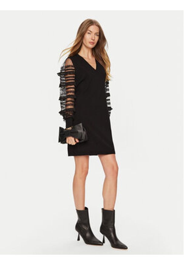 TwinSet - TWINSET Sukienka dzianinowa 241TP3530 Czarny Regular Fit. Kolor: czarny. Materiał: wiskoza