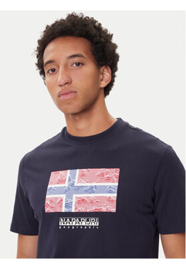 Napapijri T-Shirt S-Drapeau Ss NP0A891K Granatowy Regular Fit. Kolor: niebieski. Materiał: bawełna