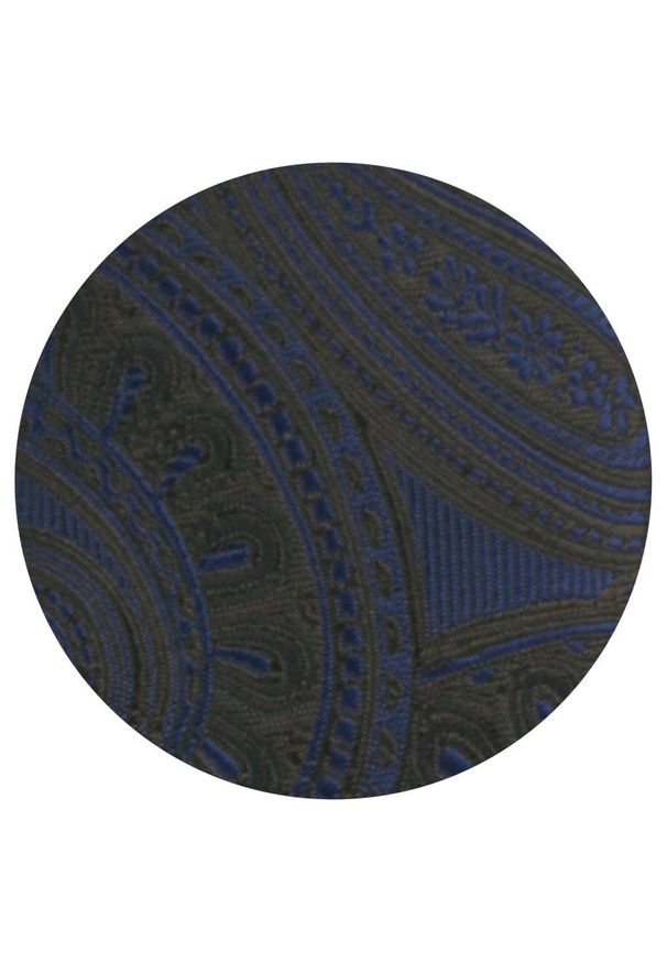 Krawat Męski - Angelo di Monti - Czarny, Niebieskie Akcenty. Kolor: niebieski. Materiał: tkanina. Styl: elegancki, wizytowy