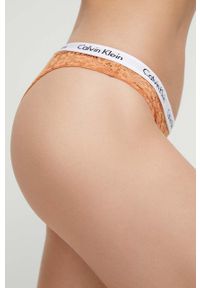 Calvin Klein Underwear brazyliany kolor brązowy z koronki. Kolor: brązowy. Materiał: koronka. Wzór: koronka #2