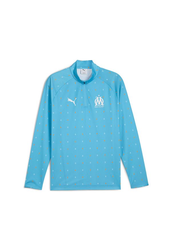 Puma - Męska bluza przedmeczowa z zamkiem 1/4 Olympique Marsylia PUMA. Kolor: niebieski