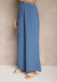 Renee - Niebieskie Szerokie Spodnie Typu Palazzo High Waist Araneira. Okazja: na spotkanie biznesowe, na co dzień, na spacer. Stan: podwyższony. Kolor: niebieski. Styl: casual, elegancki, biznesowy