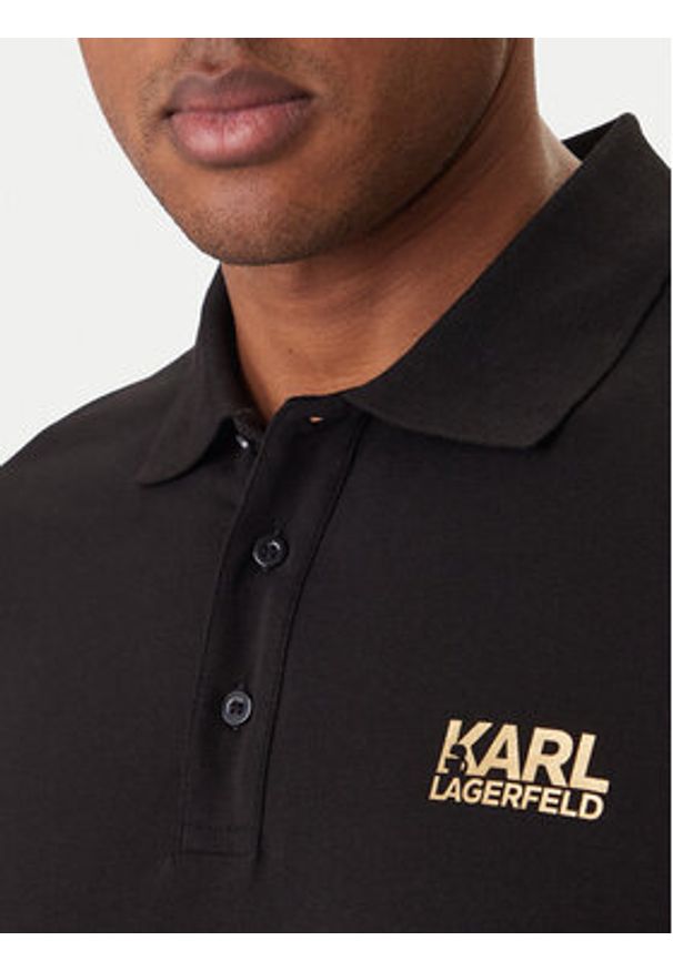 Karl Lagerfeld - KARL LAGERFELD Polo 745780 561235 Czarny Regular Fit. Typ kołnierza: polo. Kolor: czarny. Materiał: bawełna