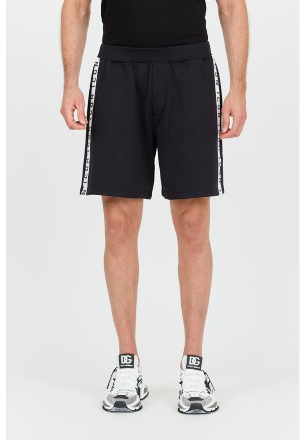 DSQUARED2 Czarne męskie spodenki Relax Fit, Rozmiar L. Kolor: czarny