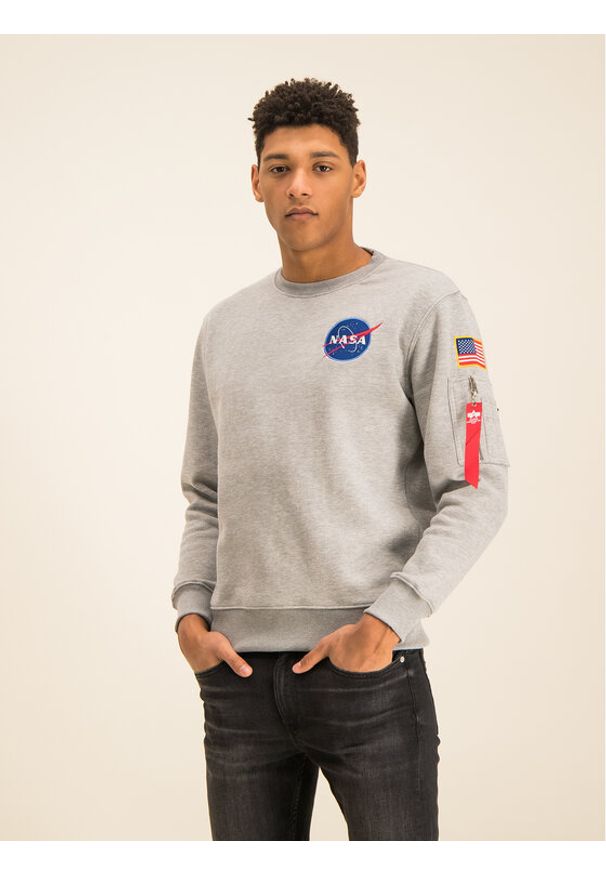 Alpha Industries Bluza Space Shuttle 178307 Szary Regular Fit. Kolor: szary. Materiał: bawełna