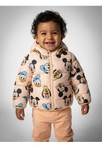 Sinsay - Pikowana kurtka puffer z kapturem Mickey Mouse - beżowy. Typ kołnierza: kaptur. Kolor: beżowy. Wzór: motyw z bajki #1