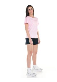 LEONE 1947 APPAREL - Damski t-shirt Cristal Shine z dużym logo. Kolor: różowy. Materiał: tkanina. Sport: fitness