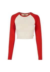 Damska ekologiczna koszulka crop z długim rękawem Urban Classics Retro Baseball. Kolor: biały. Materiał: bawełna. Długość rękawa: długi rękaw. Długość: długie. Styl: retro #1