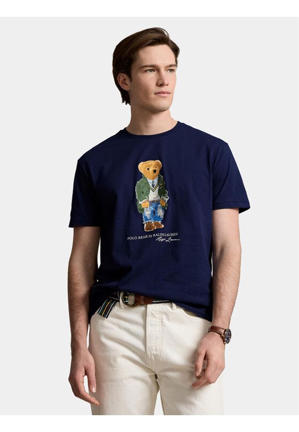 Polo Ralph Lauren T-Shirt 710854497034 Granatowy Regular Fit. Typ kołnierza: polo. Kolor: niebieski. Materiał: bawełna