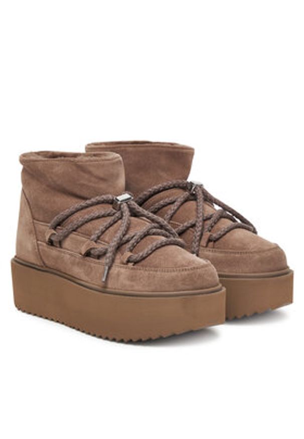 Inuikii Śniegowce Classic Low Platform 75204-004 Brązowy. Kolor: brązowy. Materiał: zamsz, skóra. Obcas: na platformie