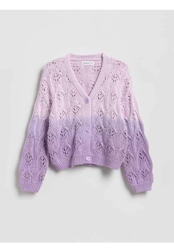 Reserved - Kardigan z efektem ombre - lawendowy. Kolor: fioletowy. Materiał: dzianina