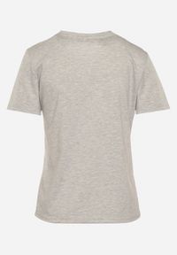 Born2be - Szary Gładki T-shirt z Krótkim Rękawem Elldora. Okazja: na co dzień. Kolor: szary. Materiał: jeans. Długość rękawa: krótki rękaw. Długość: krótkie. Wzór: gładki. Styl: klasyczny, casual, elegancki #2