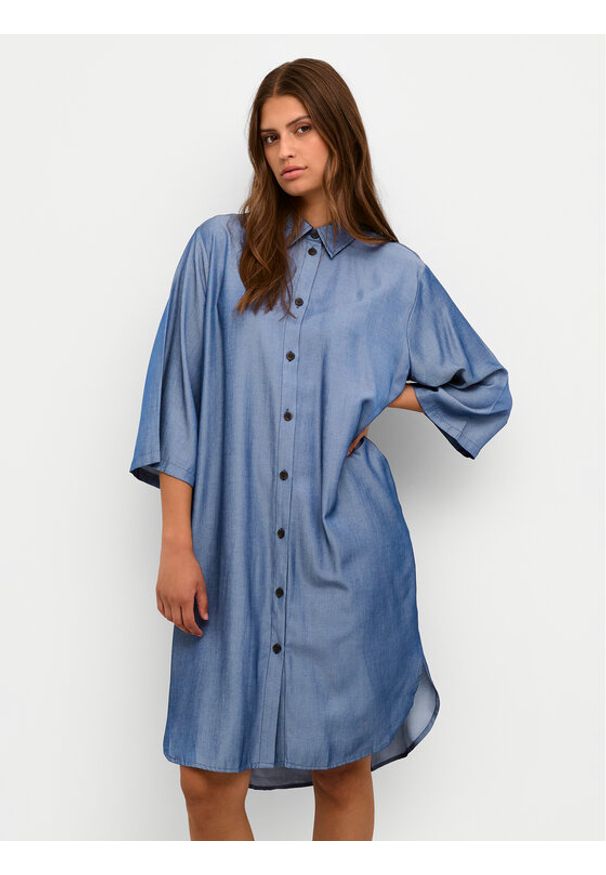 Kaffe Sukienka koszulowa Leonora 10508304 Niebieski Loose Fit. Kolor: niebieski. Materiał: syntetyk, wiskoza. Typ sukienki: koszulowe
