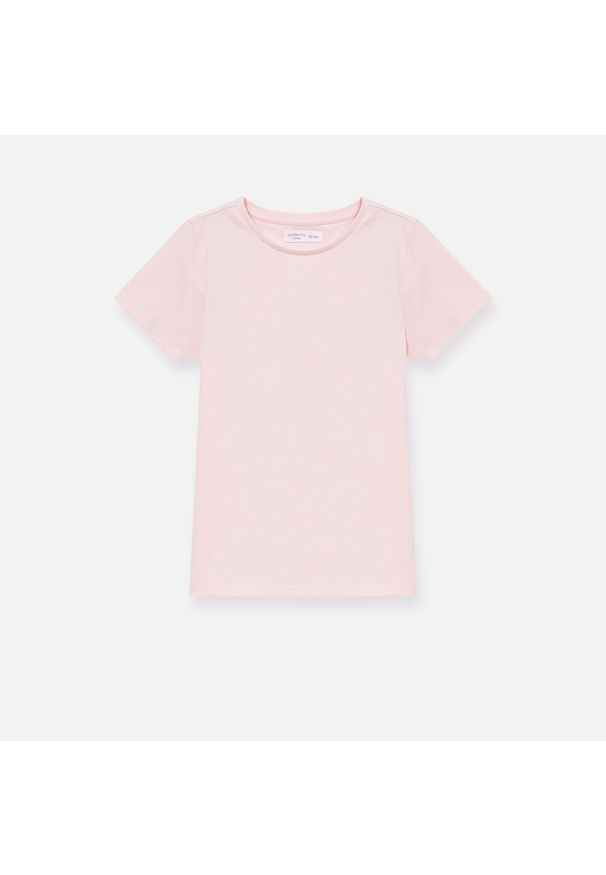 Sinsay - Koszulka gładka - Różowy. Kolor: różowy. Wzór: gładki