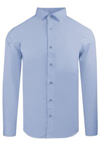 Delikatnie Taliowana Elegancka Koszula Męska - Victorio - Jasnoniebieska. Kolor: niebieski. Materiał: bawełna, elastan, poliester. Styl: elegancki #1