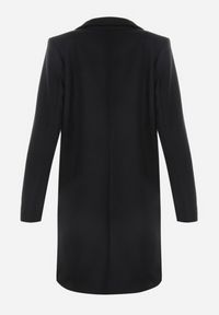 Born2be - Czarny Płaszcz Jednorzędowy Sono. Okazja: na co dzień. Typ kołnierza: golf. Kolor: czarny. Materiał: dzianina, jeans. Długość: do kolan. Styl: casual #6