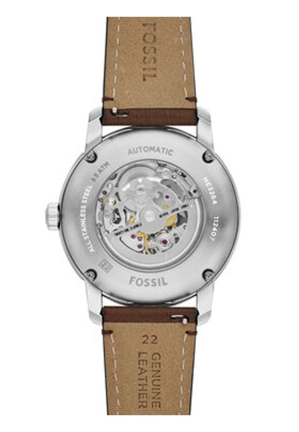 Fossil Zegarek Heritage Automatic Skeleton ME3264 Brązowy. Kolor: brązowy