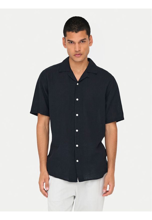 Only & Sons Koszula Caiden 22025116 Czarny Slim Fit. Kolor: czarny. Materiał: bawełna