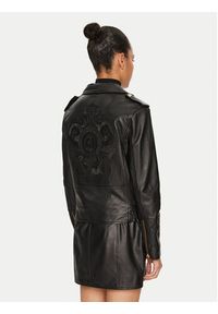 Just Cavalli Kurtka skórzana 77PAVP08 Czarny Loose Fit. Kolor: czarny. Materiał: skóra