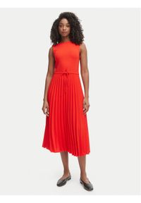 TOMMY HILFIGER - Tommy Hilfiger Sukienka codzienna WW0WW49312 Czerwony Regular Fit. Okazja: na co dzień. Kolor: czerwony. Materiał: syntetyk. Typ sukienki: proste. Styl: casual #1