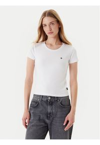 Converse T-Shirt 10027252-A01 Biały Slim Fit. Kolor: biały. Materiał: bawełna