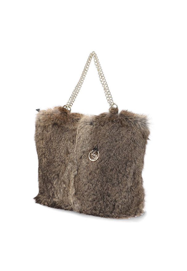 Brązowa Torebka Damska Luka-Pelli Z Naturalnym Futrem Z Królika. Kolor: brązowy. Materiał: futrzane. Styl: elegancki, casual