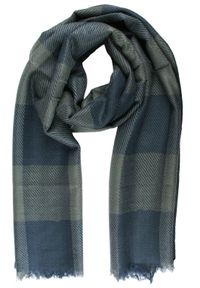 Lekki Szalik Wiosenno-Jesienny - Teer - Niebiesko-Szara Krata. Okazja: na spacer. Kolor: niebieski, szary, wielokolorowy. Materiał: wiskoza. Sezon: wiosna, jesień. Styl: elegancki #1