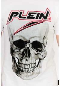 Philipp Plein - PHILIPP PLEIN Biały t-shirt męski Platinum cut round neck space plein, Rozmiar XXL. Kolor: biały. Materiał: prążkowany. Wzór: aplikacja