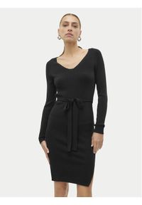 Vero Moda Sukienka dzianinowa Saba 10309320 Czarny Slim Fit. Kolor: czarny. Materiał: wiskoza, syntetyk