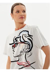 Desigual T-Shirt Dalton 24WWTKX7 Écru Relaxed Fit. Materiał: bawełna