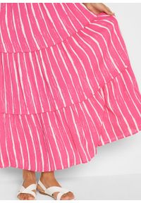 Długa sukienka z tkaniny z kreszowanej wiskozy bonprix różowy "pinklady" - biały w paski. Typ kołnierza: dekolt w serek. Kolor: różowy. Materiał: tkanina, wiskoza. Wzór: paski. Długość: maxi #2