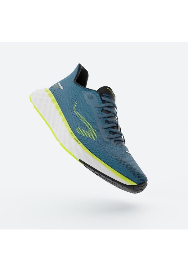 KIPRUN - Buty do biegania męskie Kiprun KS900 Light. Kolor: zielony, żółty, niebieski, biały, wielokolorowy. Materiał: materiał. Szerokość cholewki: normalna. Wzór: geometria. Sport: bieganie, fitness