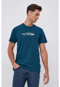 G-Star RAW - G-Star Raw T-shirt bawełniany kolor turkusowy z nadrukiem. Okazja: na co dzień. Kolor: turkusowy. Materiał: bawełna. Wzór: nadruk. Styl: casual