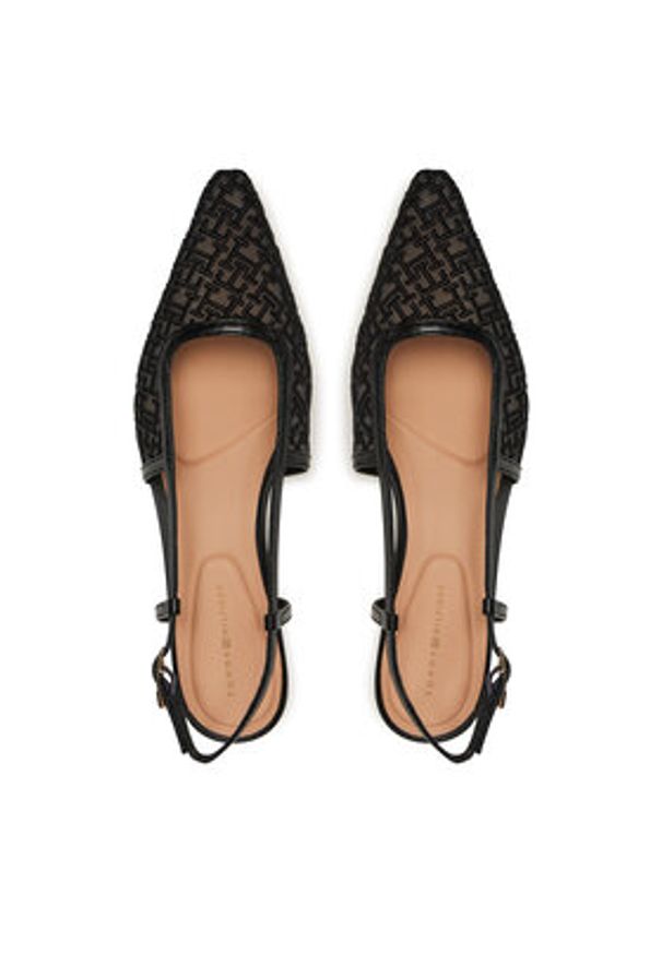 TOMMY HILFIGER - Tommy Hilfiger Sandały Mono Squared Toe Kitten Slingb FW0FW08746 Czarny. Kolor: czarny. Materiał: materiał