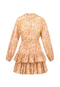 Maia Bergman - Sukienka MAIA BERGMAN IZA DRESS. Kolor: różowy, wielokolorowy. Materiał: skóra, bawełna, dresówka. Wzór: kwiaty