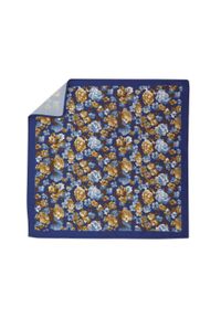 Adam Collection - Niebiesko-brązowa poszetka w kwiaty E312. Kolor: brązowy, wielokolorowy, niebieski. Wzór: kwiaty #1